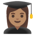 👩🏽‍🎓 woman student: medium skin tone display on Google